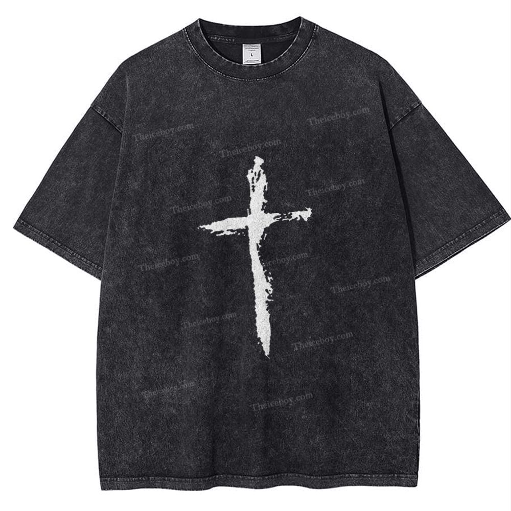 Jesus Corss Snowflake Vintage Washed T-Shirt