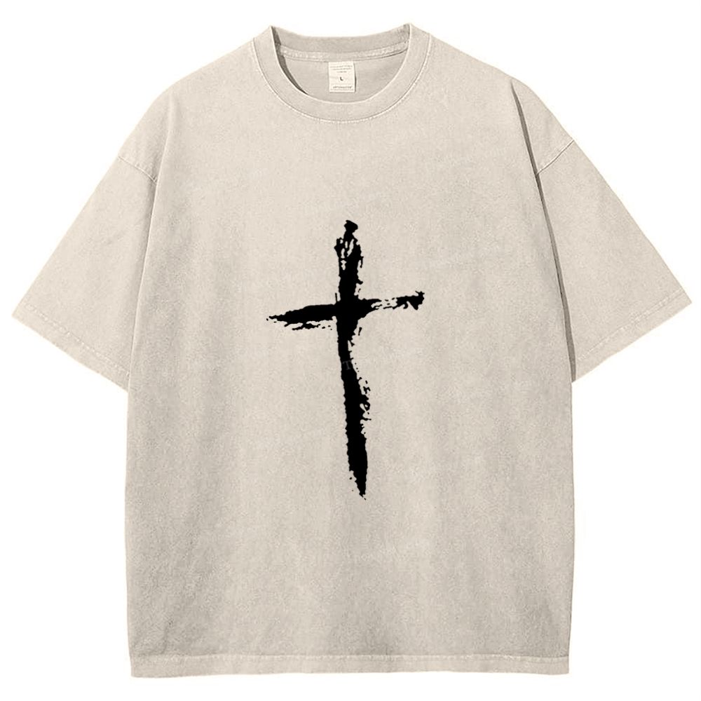 Jesus Corss Snowflake Vintage Washed T-Shirt