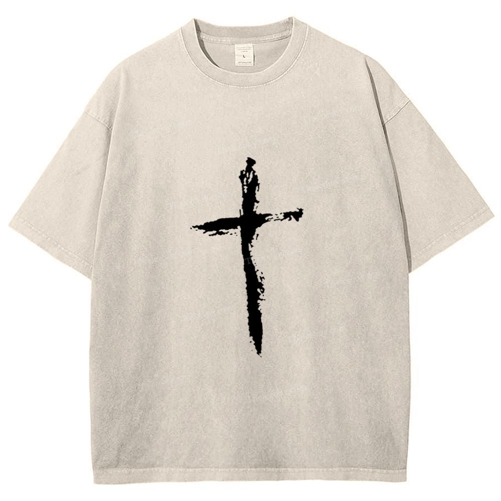 Jesus Corss Snowflake Vintage Washed T-Shirt