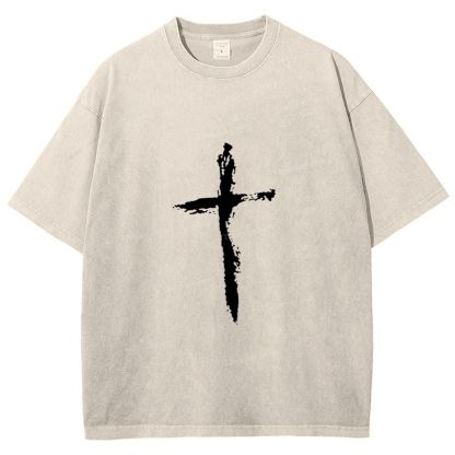 Jesus Corss Snowflake Vintage Washed T-Shirt
