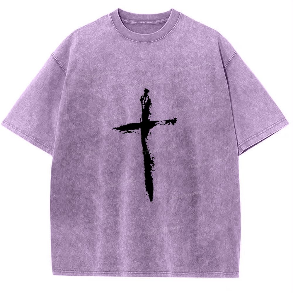 Jesus Corss Snowflake Vintage Washed T-Shirt