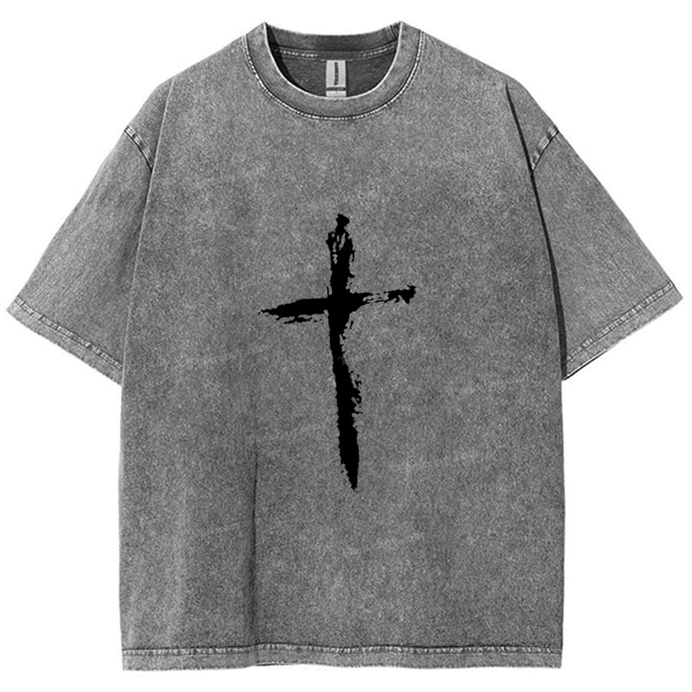 Jesus Corss Snowflake Vintage Washed T-Shirt