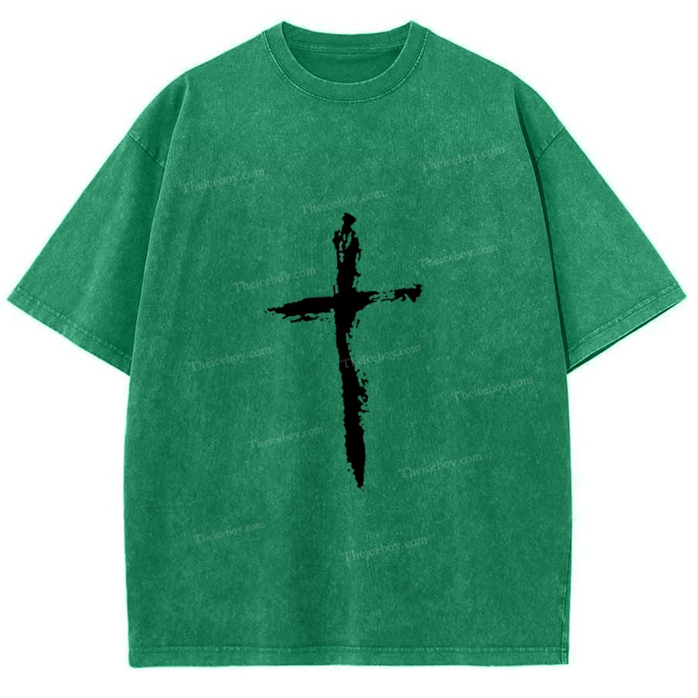 Jesus Corss Snowflake Vintage Washed T-Shirt