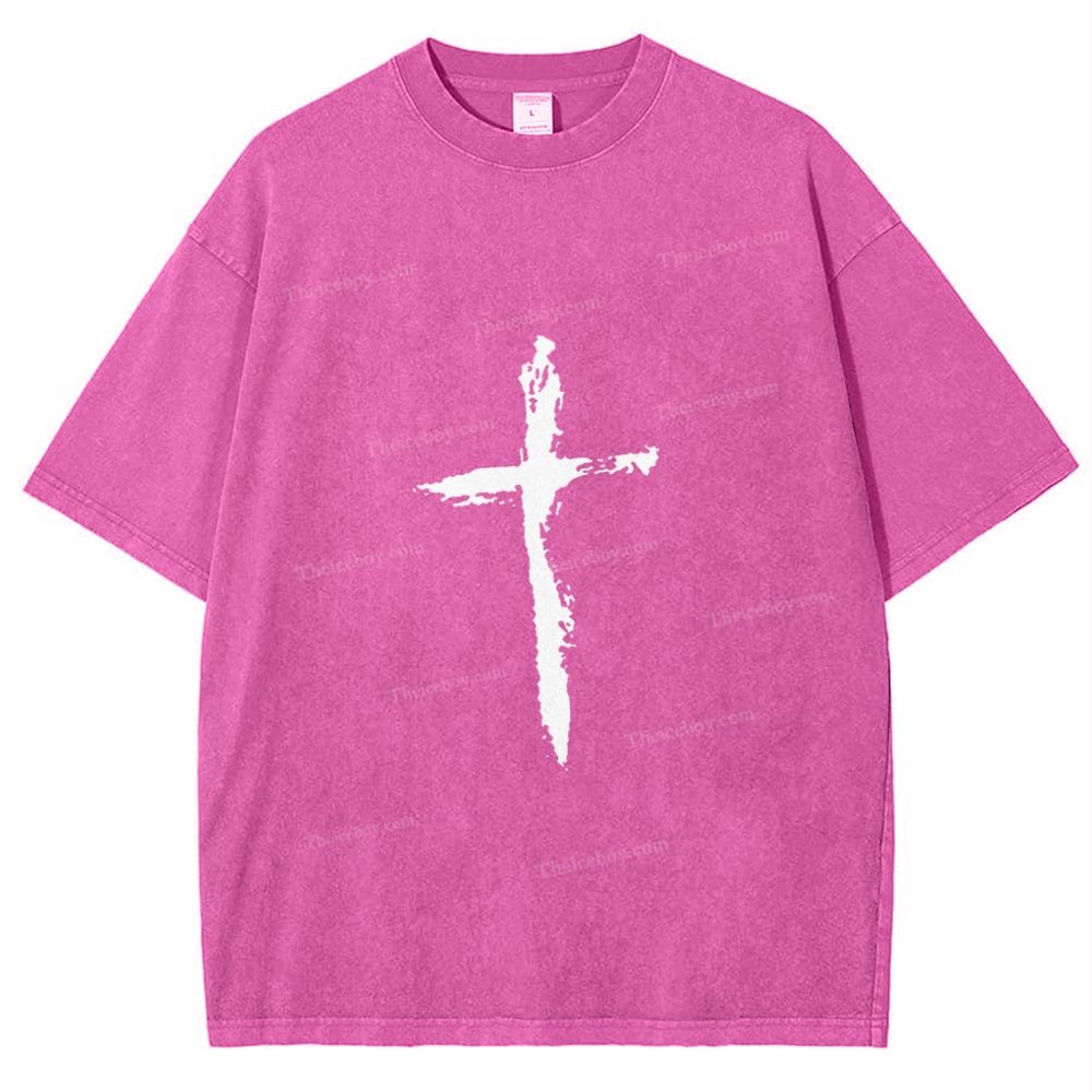 Jesus Corss Snowflake Vintage Washed T-Shirt