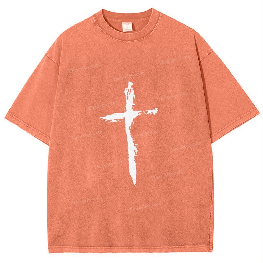 Jesus Corss Snowflake Vintage Washed T-Shirt