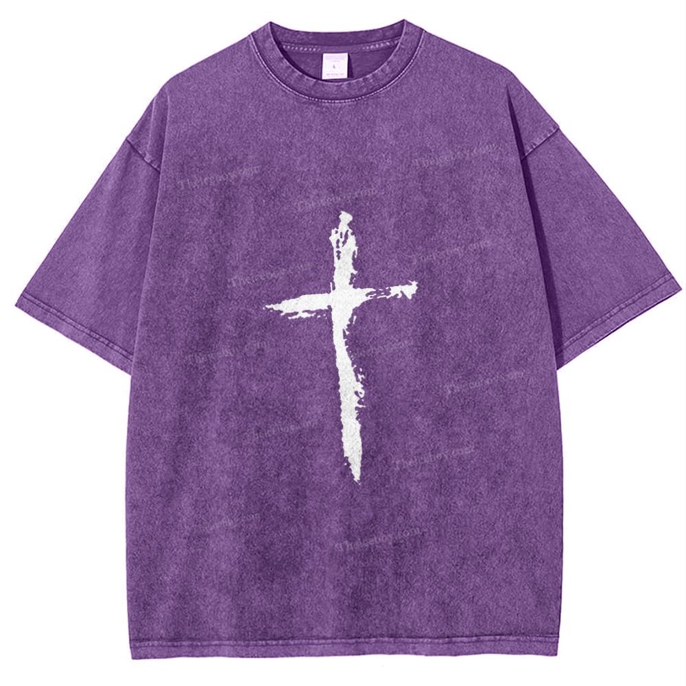 Jesus Corss Snowflake Vintage Washed T-Shirt