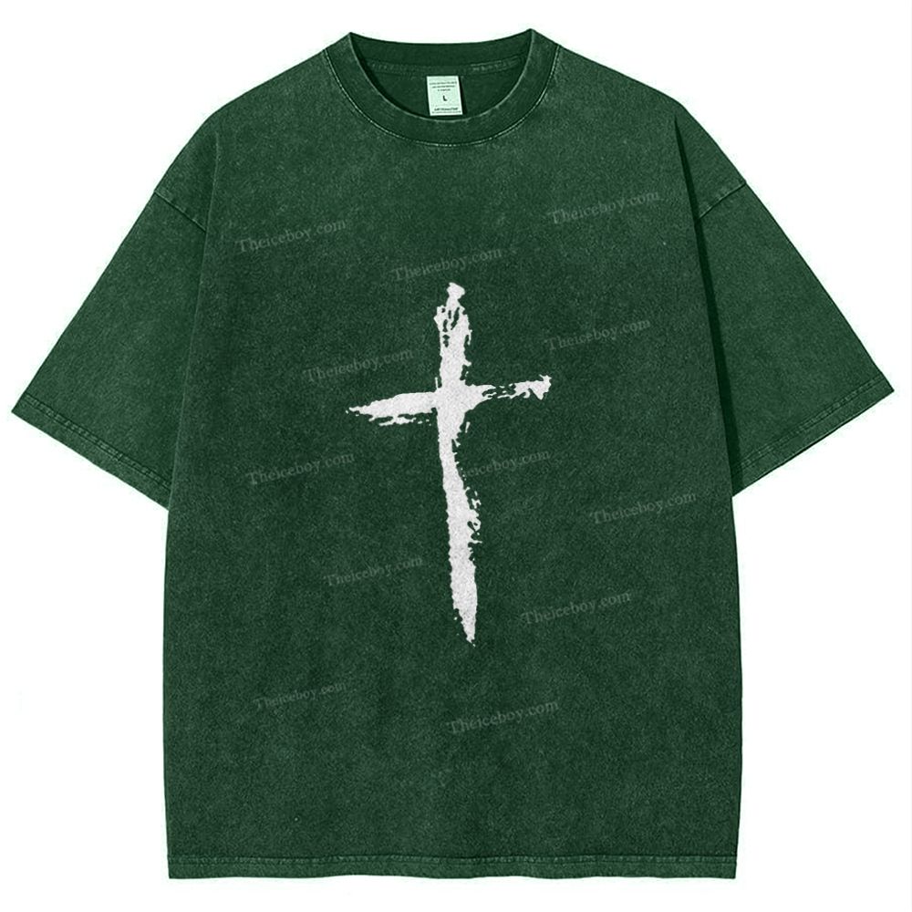 Jesus Corss Snowflake Vintage Washed T-Shirt