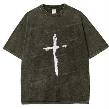 Jesus Corss Snowflake Vintage Washed T-Shirt