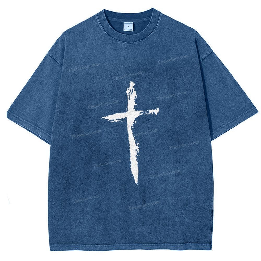 Jesus Corss Snowflake Vintage Washed T-Shirt