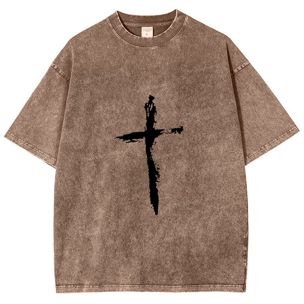 Jesus Corss Snowflake Vintage Washed T-Shirt