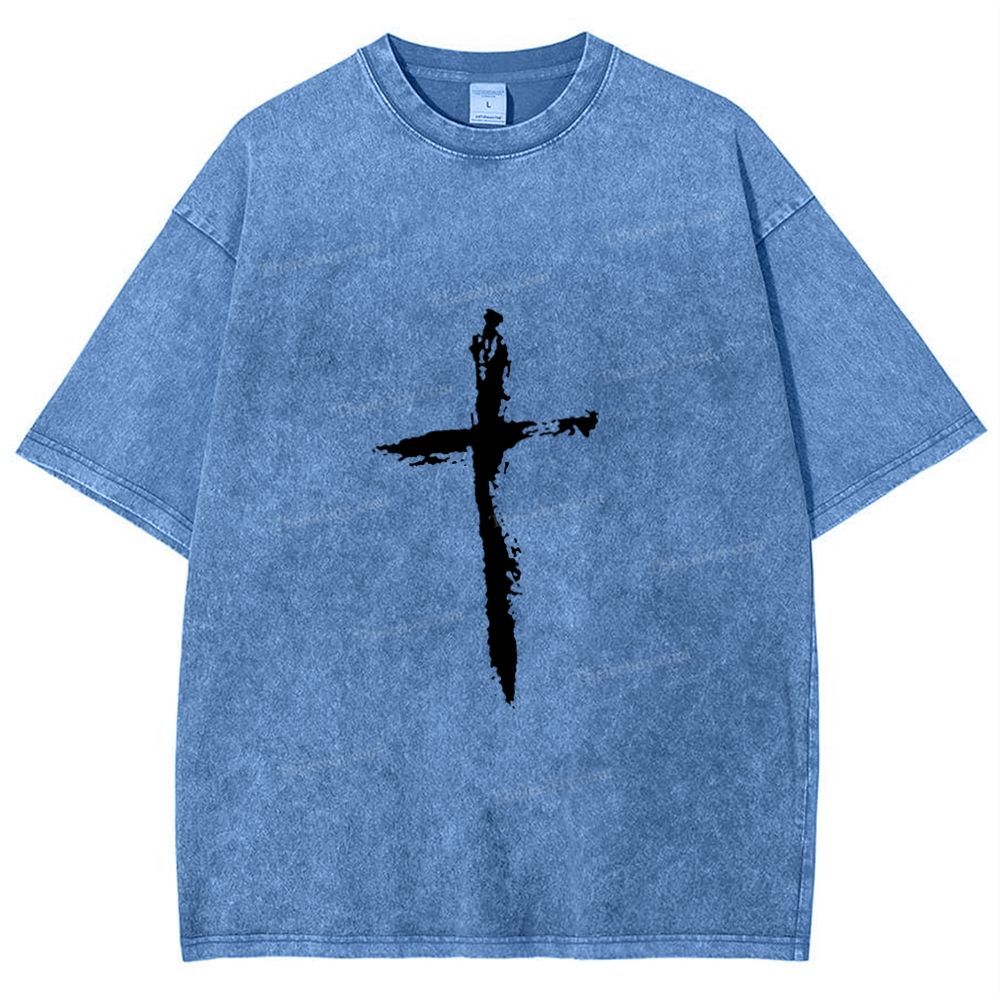 Jesus Corss Snowflake Vintage Washed T-Shirt