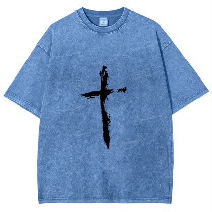 Jesus Corss Snowflake Vintage Washed T-Shirt
