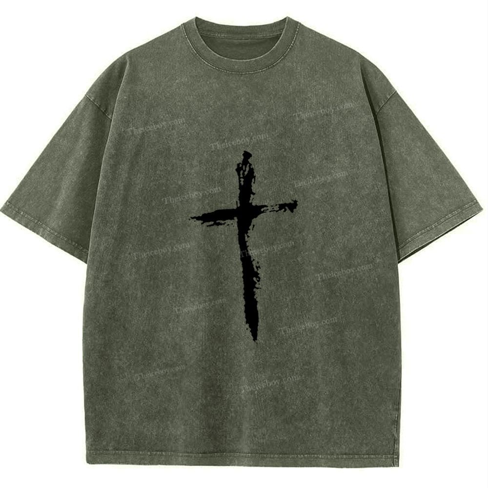 Jesus Corss Snowflake Vintage Washed T-Shirt