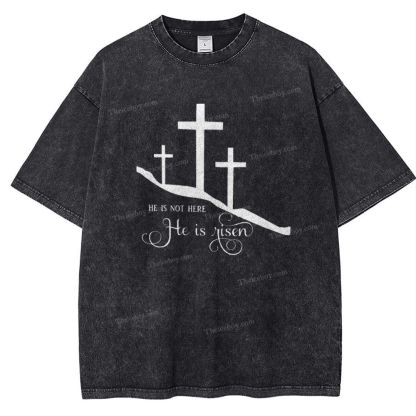 He Is Not Here He Is Risen Snowflake Vintage Washed T-Shirt