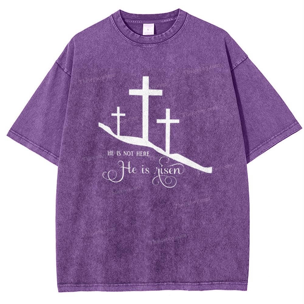 He Is Not Here He Is Risen Snowflake Vintage Washed T-Shirt
