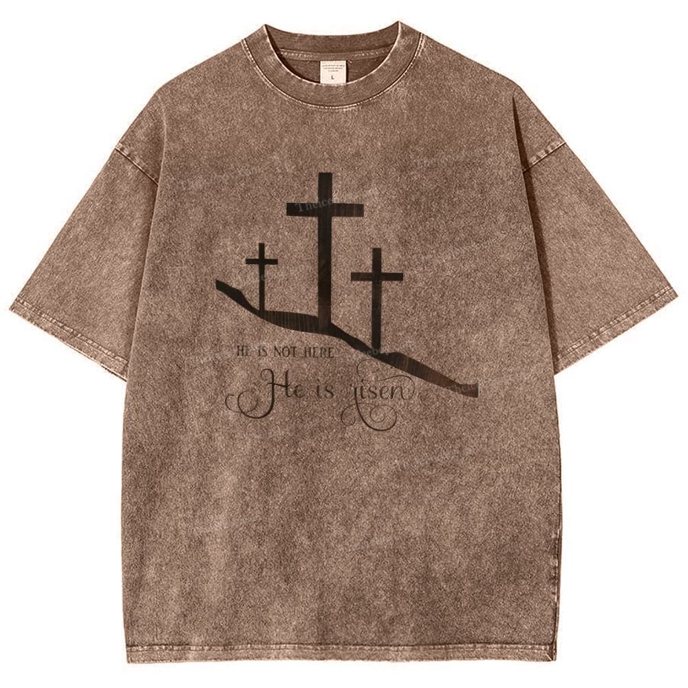 He Is Not Here He Is Risen Snowflake Vintage Washed T-Shirt