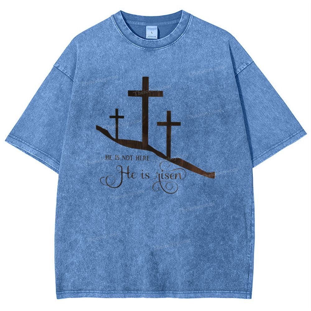 He Is Not Here He Is Risen Snowflake Vintage Washed T-Shirt