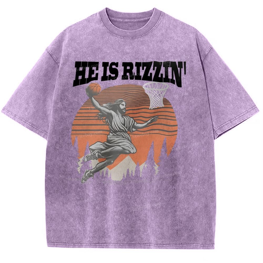 He Is Rizzin Snowflake Vintage Washed T-Shirt
