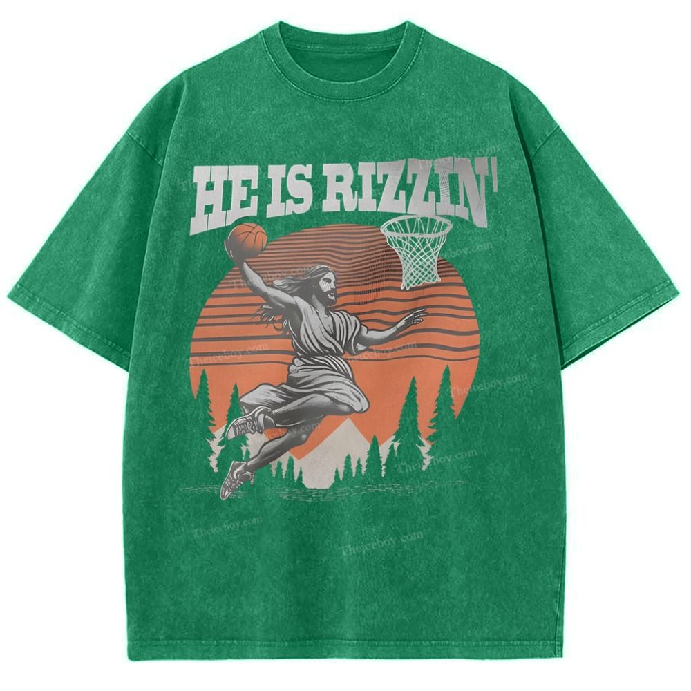 He Is Rizzin Snowflake Vintage Washed T-Shirt