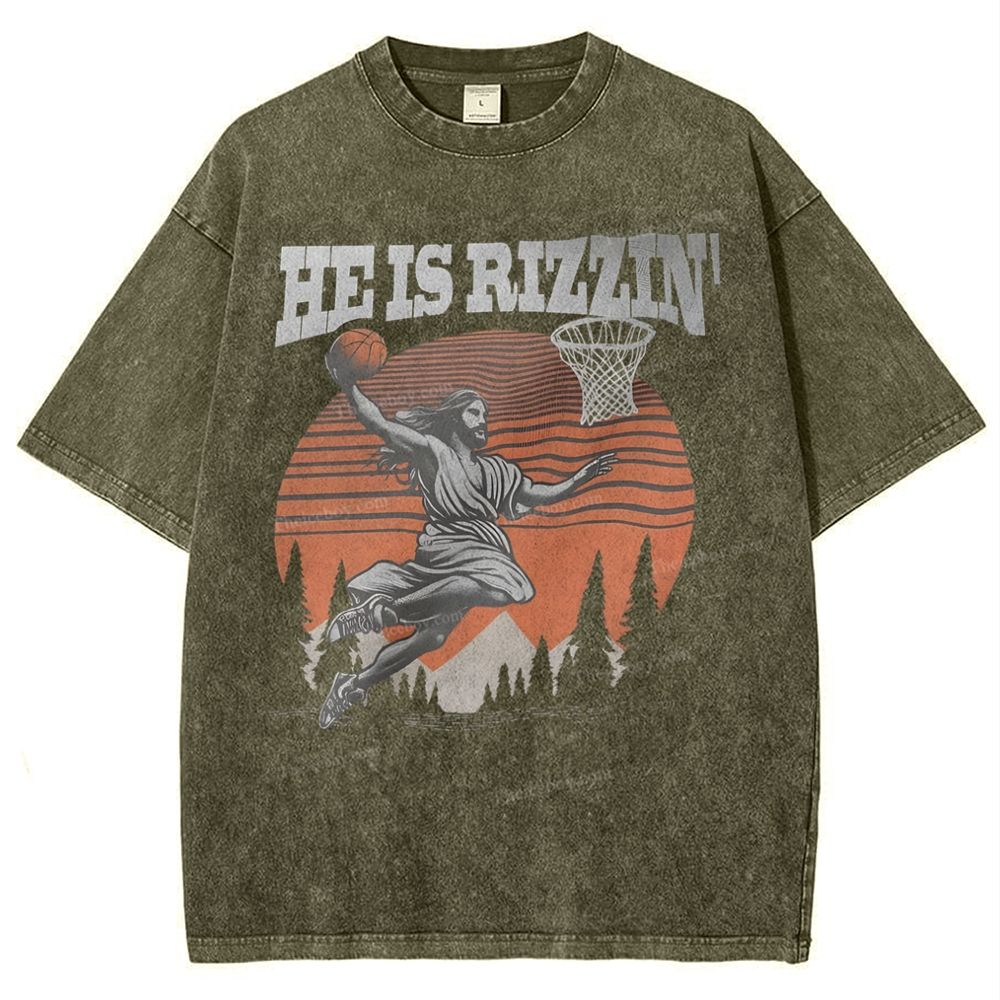 He Is Rizzin Snowflake Vintage Washed T-Shirt