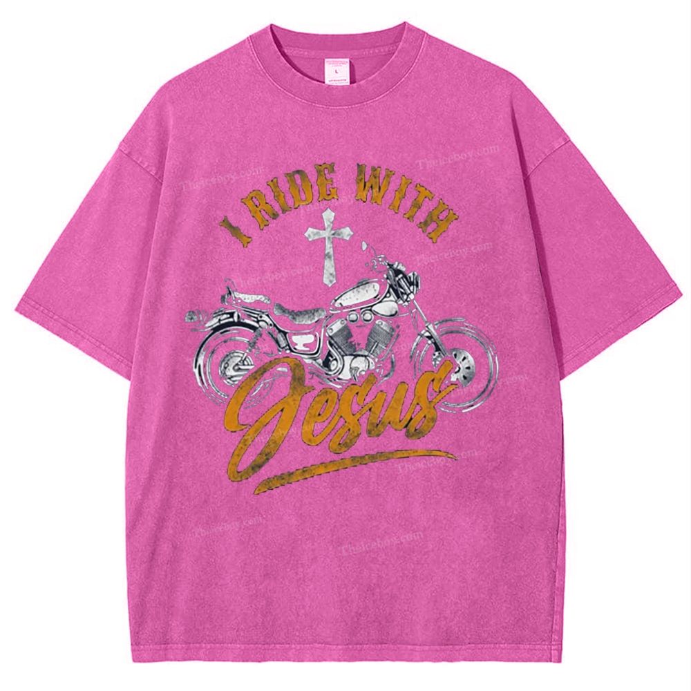 I Ride With Jesus Snowflake Vintage Washed T-Shirt