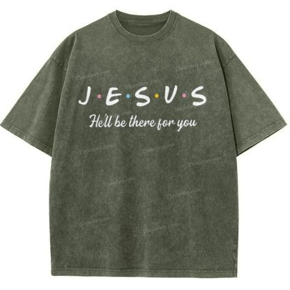 Jesus He'll Be There For You Snowflake Vintage Washed T-Shirt