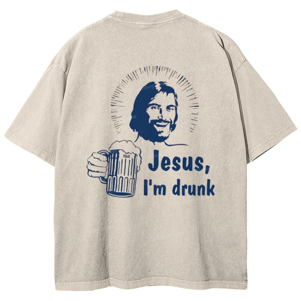 Jesus i'm Drunk Snowflake Vintage Washed T-Shirt