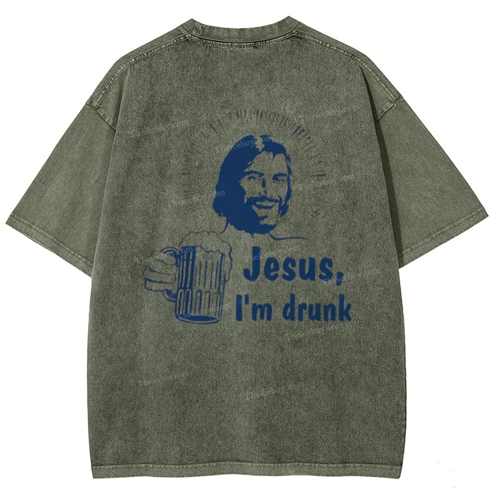 Jesus i'm Drunk Snowflake Vintage Washed T-Shirt