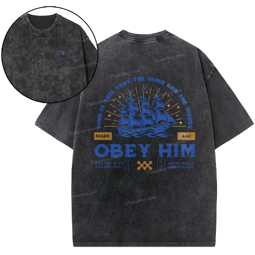 Who Is This That The Wind And The Waves Obey Him Snowflake Vintage Washed T-Shirt