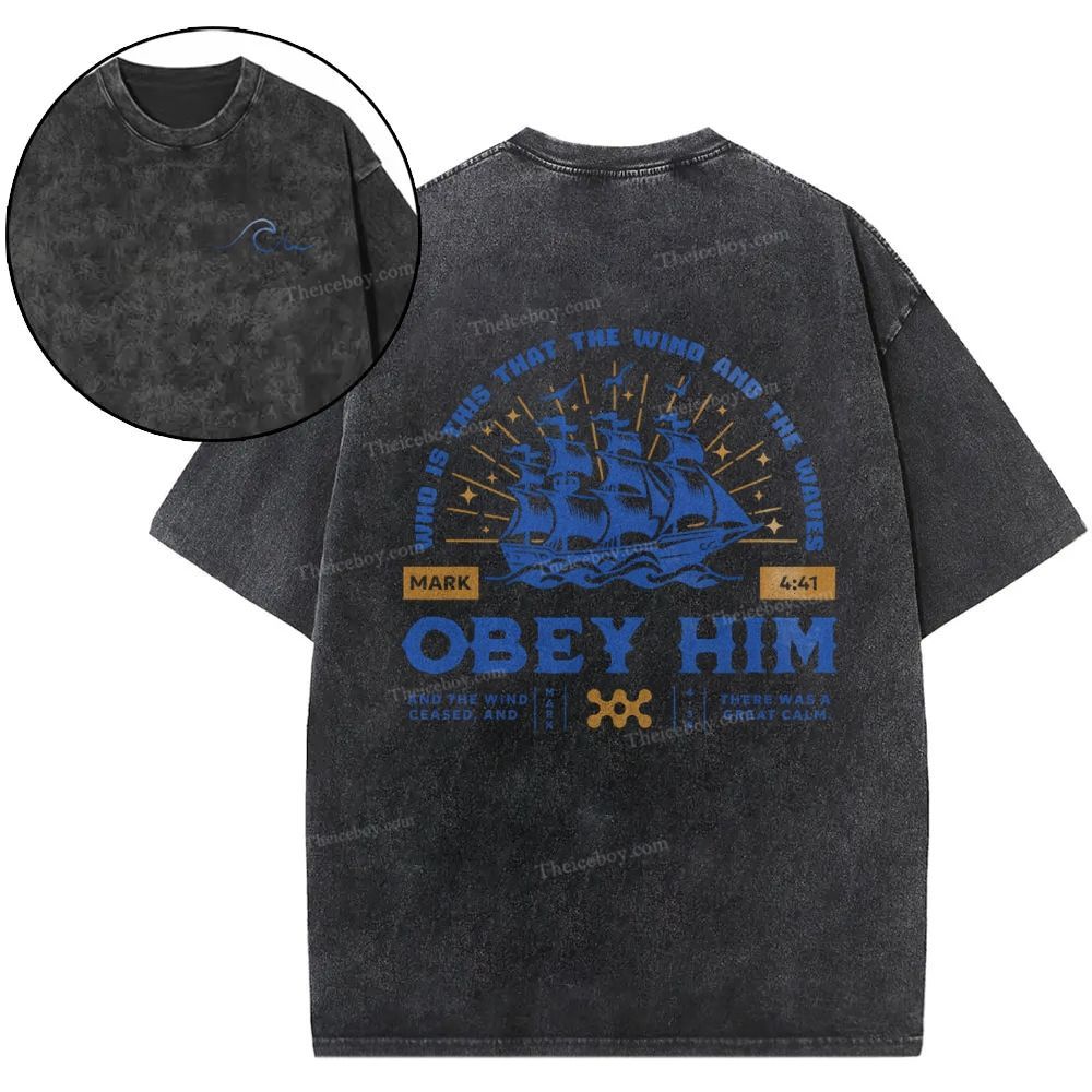 Who Is This That The Wind And The Waves Obey Him Snowflake Vintage Washed T-Shirt