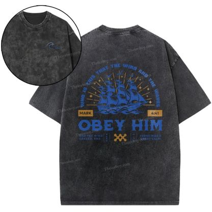 Who Is This That The Wind And The Waves Obey Him Snowflake Vintage Washed T-Shirt