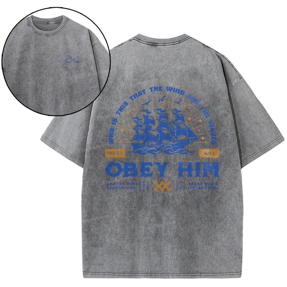 Who Is This That The Wind And The Waves Obey Him Snowflake Vintage Washed T-Shirt