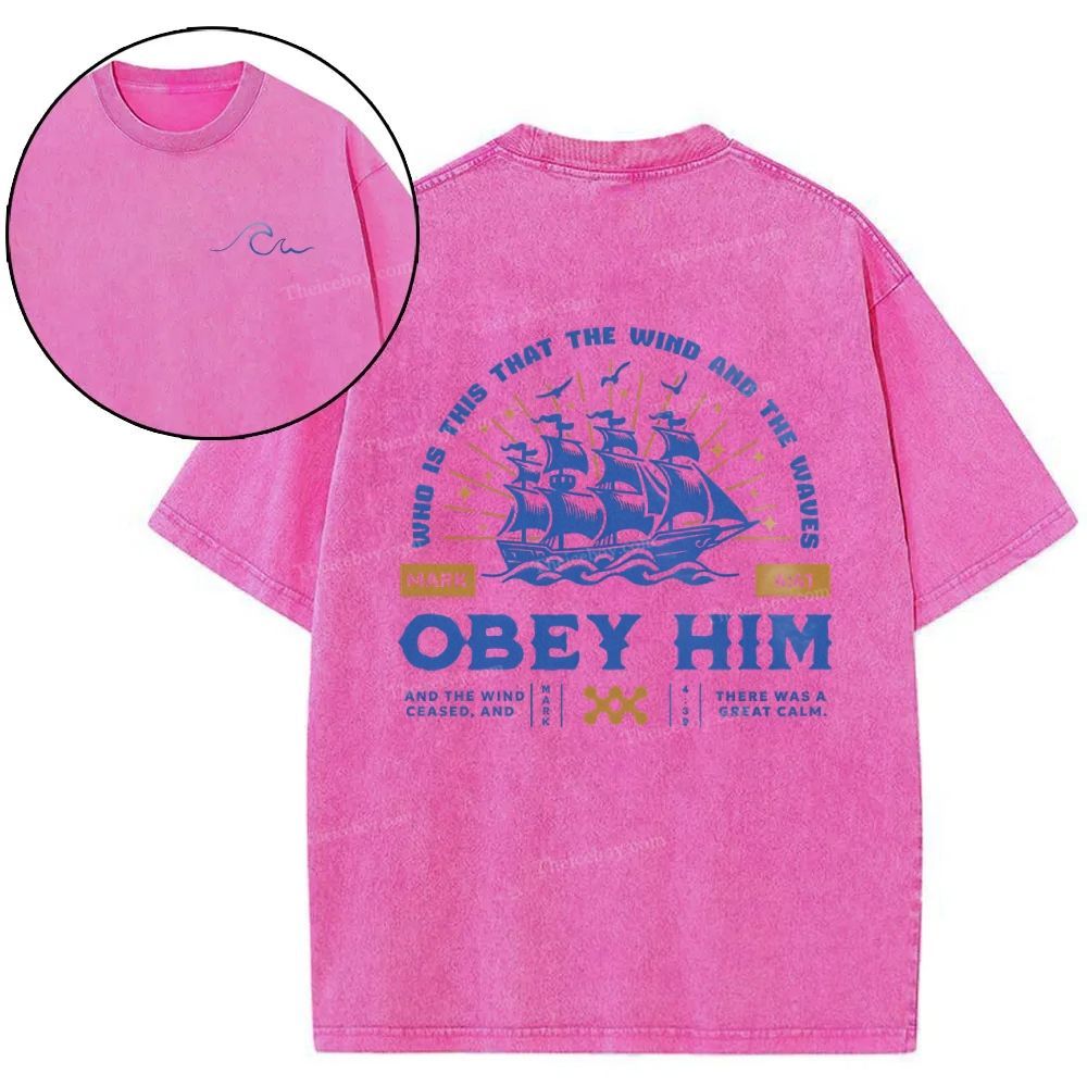 Who Is This That The Wind And The Waves Obey Him Snowflake Vintage Washed T-Shirt