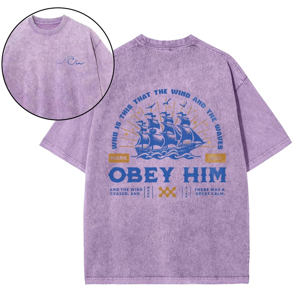 Who Is This That The Wind And The Waves Obey Him Snowflake Vintage Washed T-Shirt