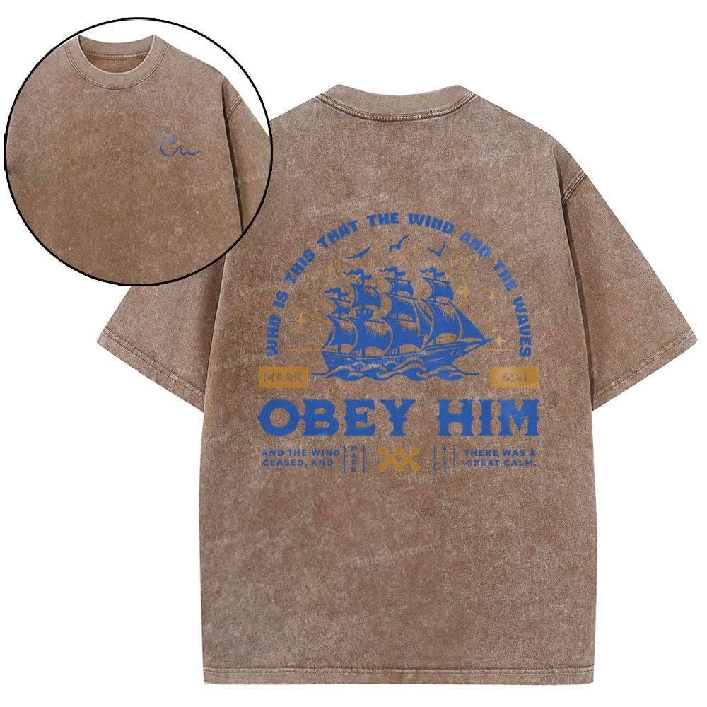 Who Is This That The Wind And The Waves Obey Him Snowflake Vintage Washed T-Shirt
