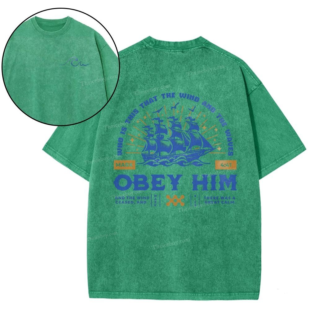 Who Is This That The Wind And The Waves Obey Him Snowflake Vintage Washed T-Shirt