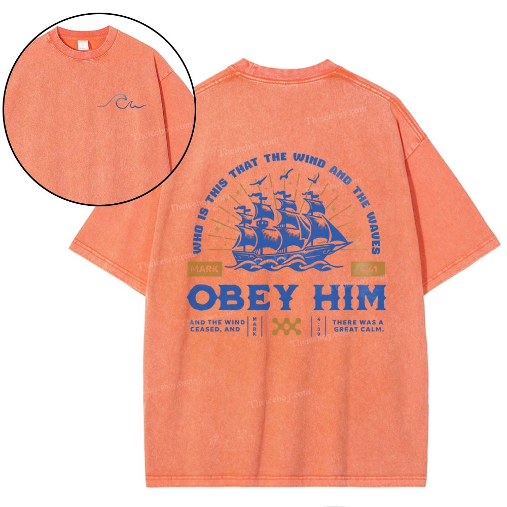 Who Is This That The Wind And The Waves Obey Him Snowflake Vintage Washed T-Shirt