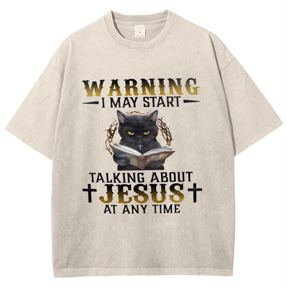 I May Start Talking About Jesus At Any Time Snowflake Vintage Washed T-Shirt