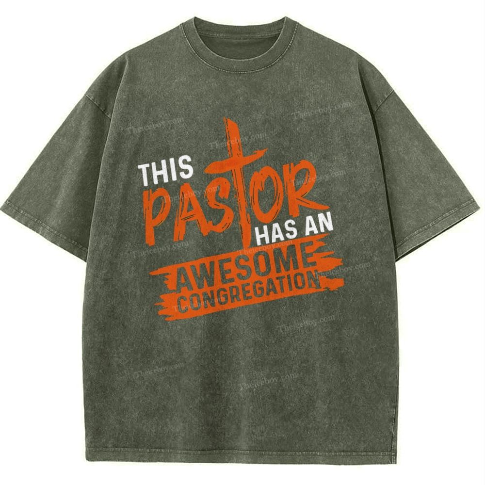 This Pastor Has An Awesome Congregation Snowflake Vintage Washed T-Shirt