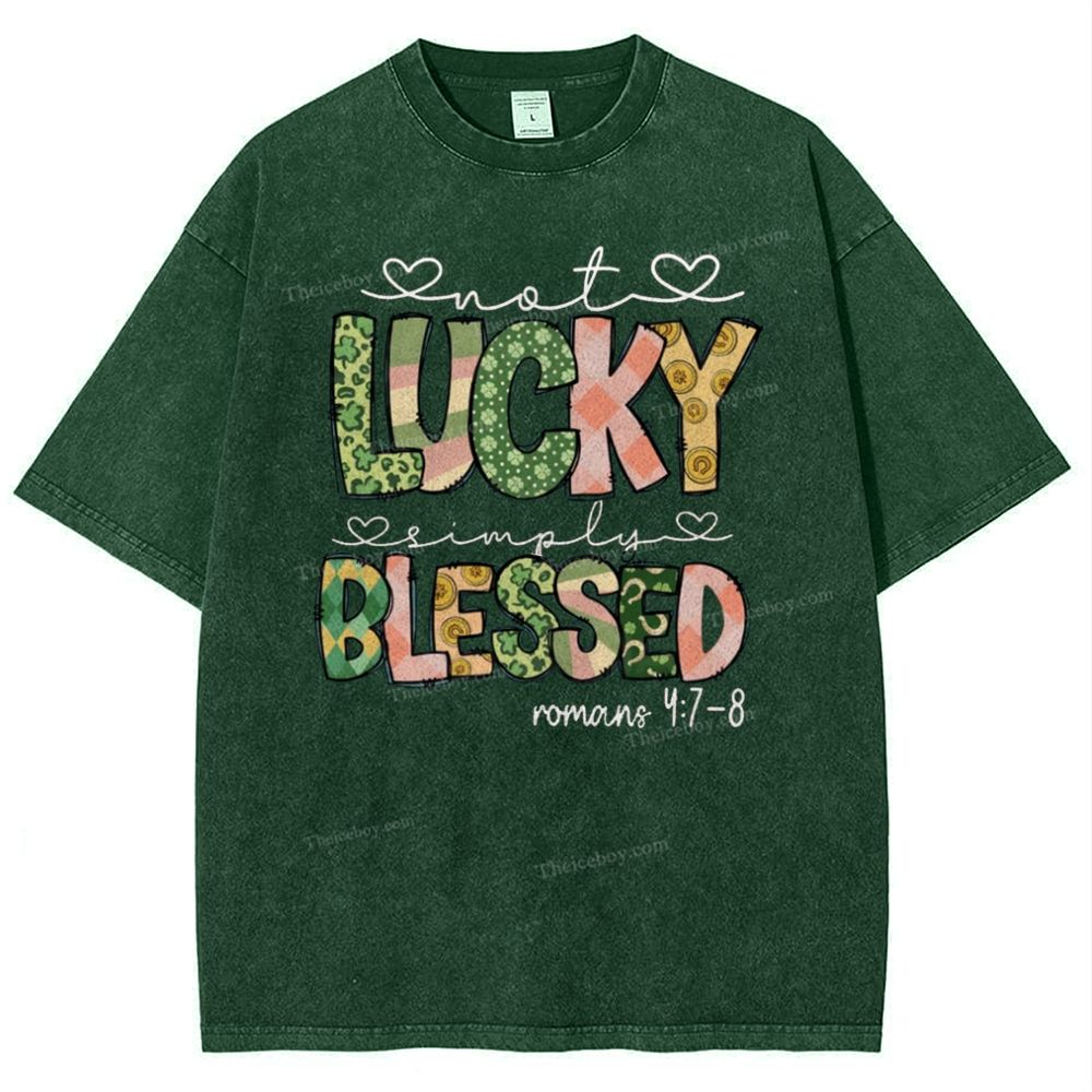 Not lucky simply Blessed Roman 4:7-8 Snowflake Vintage Washed T-Shirt