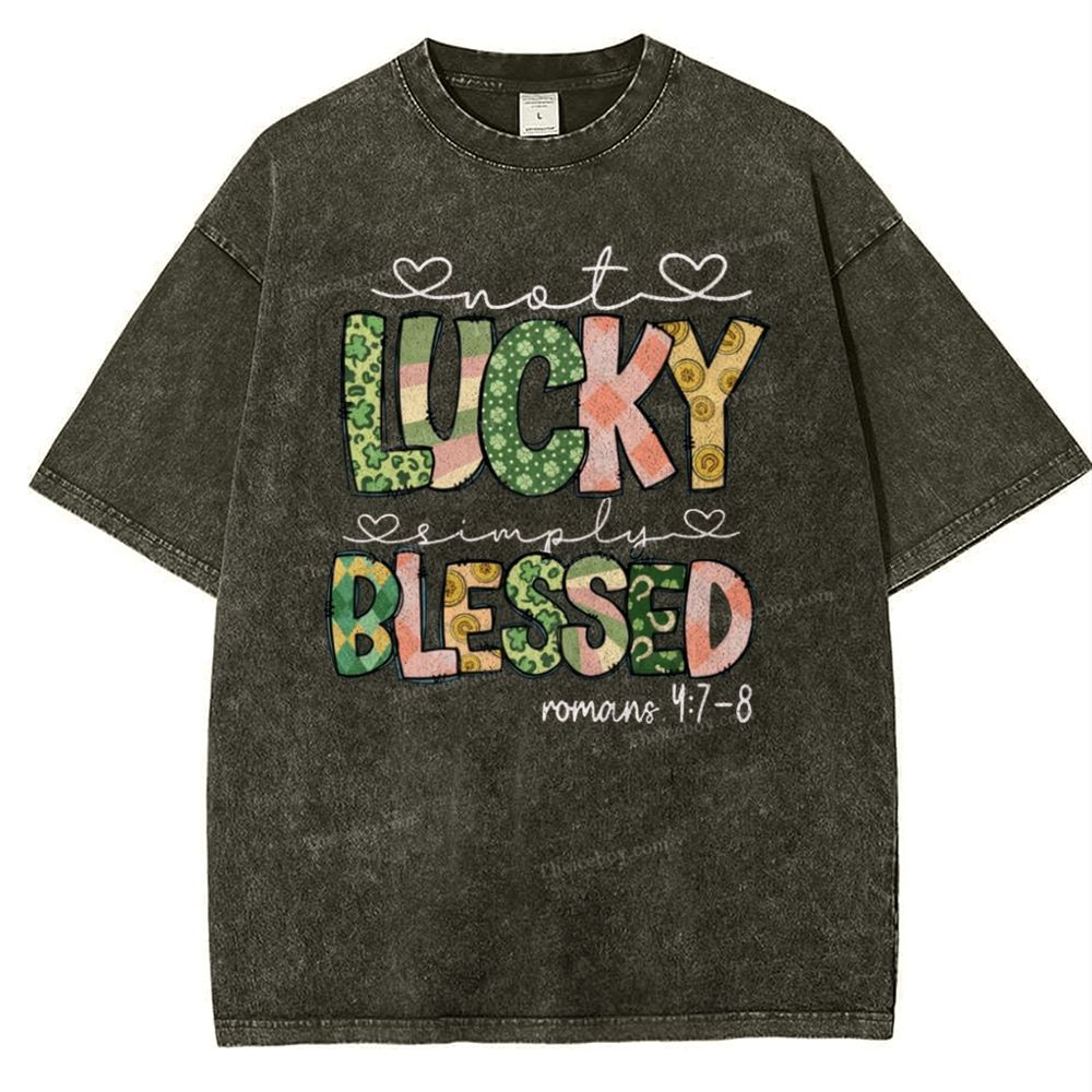 Not lucky simply Blessed Roman 4:7-8 Snowflake Vintage Washed T-Shirt
