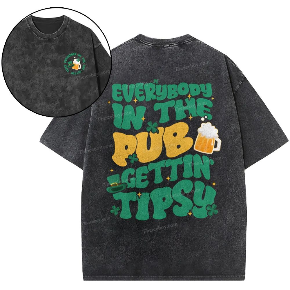 Everybody In The Pub Getting Tipsy Snowflake Vintage Washed T-Shirt