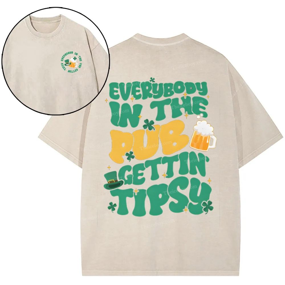 Everybody In The Pub Getting Tipsy Snowflake Vintage Washed T-Shirt