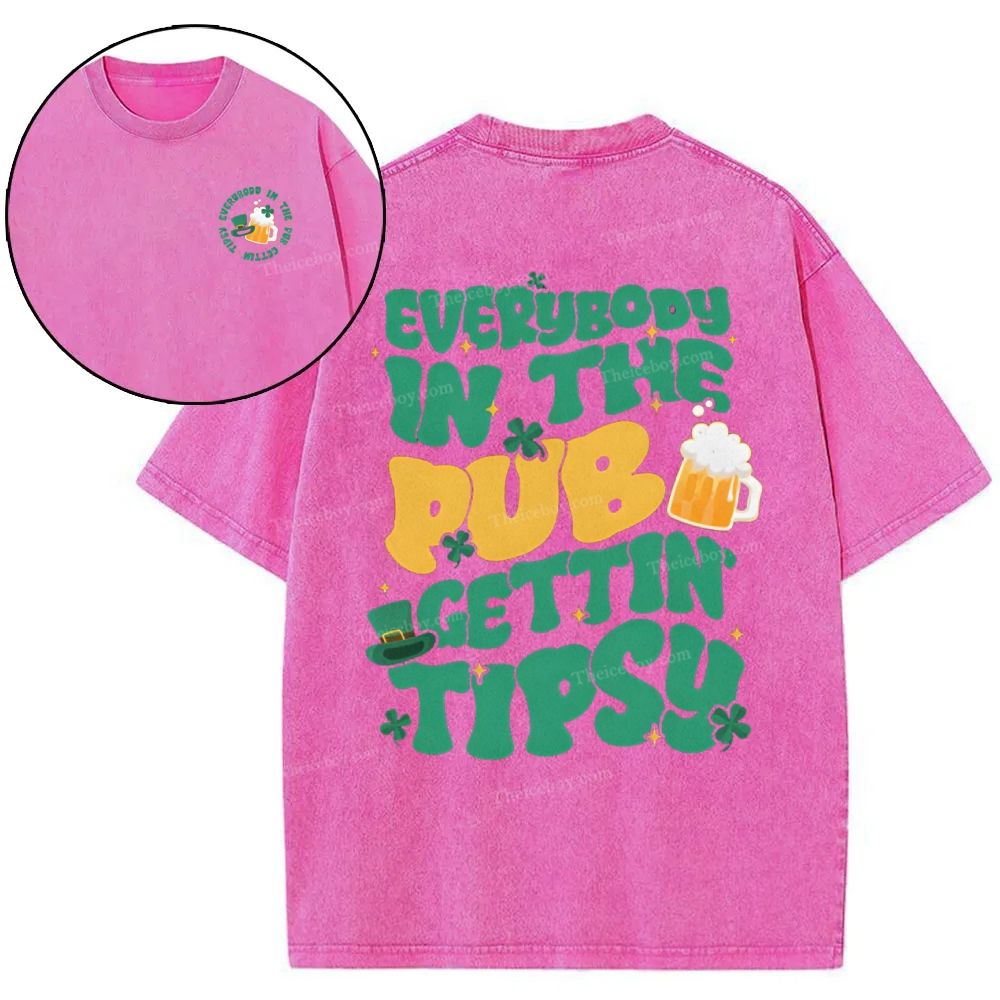 Everybody In The Pub Getting Tipsy Snowflake Vintage Washed T-Shirt