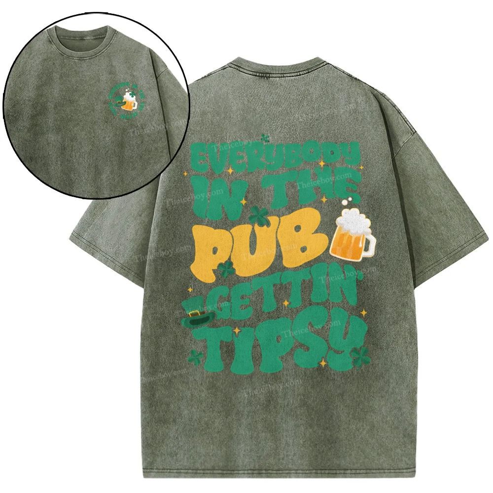 Everybody In The Pub Getting Tipsy Snowflake Vintage Washed T-Shirt