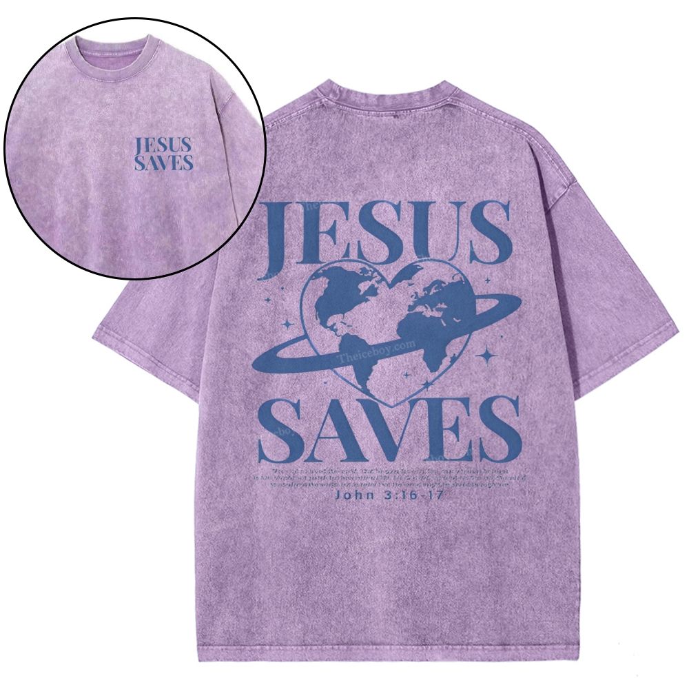 Jesus Saves Snowflake Vintage Washed T-Shirt