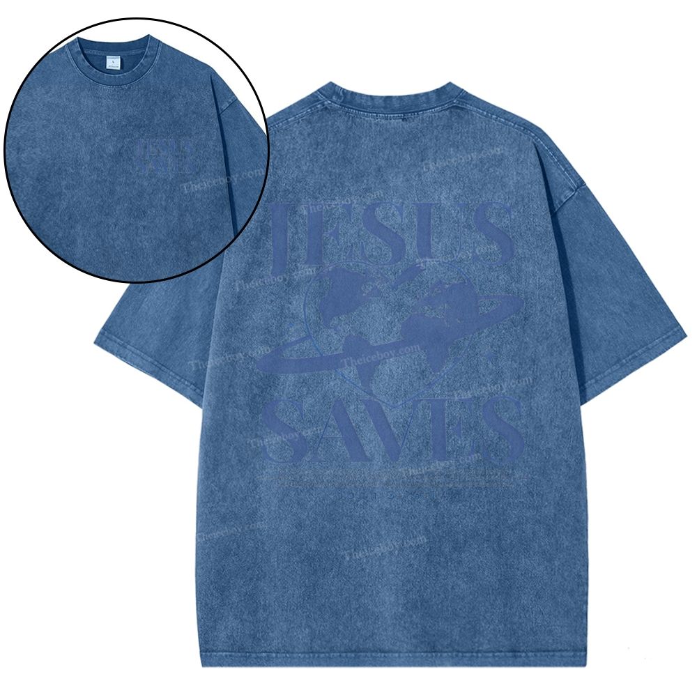 Jesus Saves Snowflake Vintage Washed T-Shirt