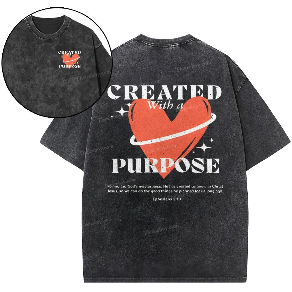 Created With A Purpose Snowflake Vintage Washed T-Shirt