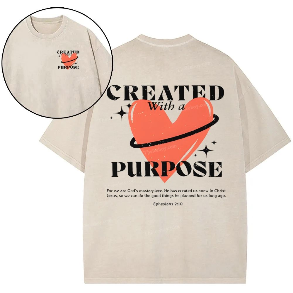 Created With A Purpose Snowflake Vintage Washed T-Shirt