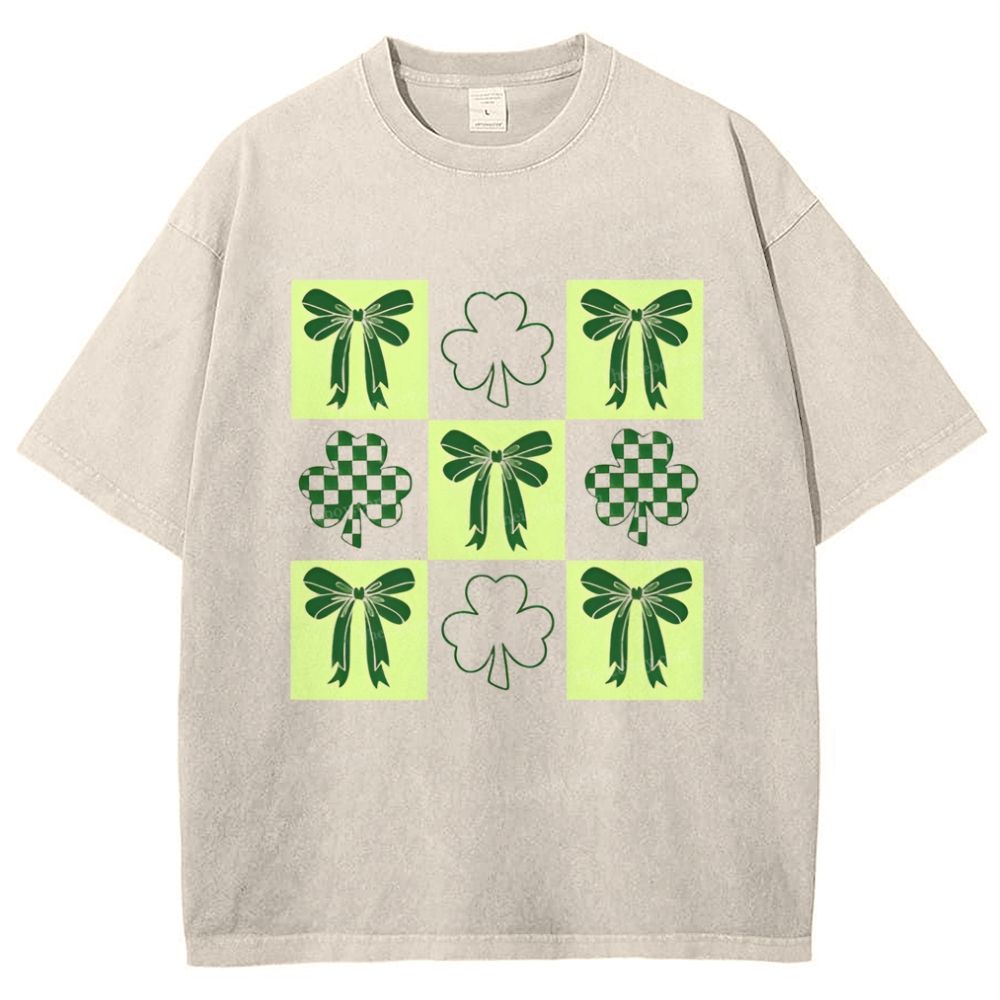 Shamrock Bow Snowflake Vintage Washed T-Shirt